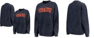 Pressbox Women's Navy Syracuse Orange Comfy Cord Vintage-Like Wash Basic Arch Pullover Sweatshirt